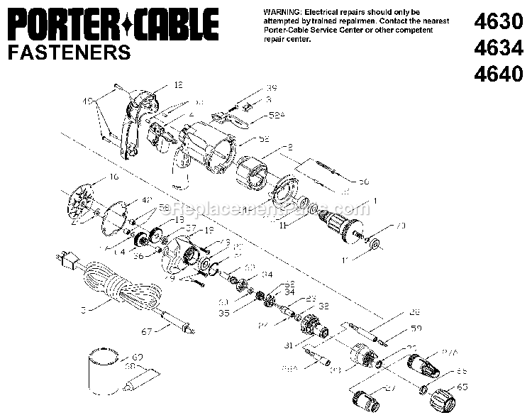Porter Cable 4630 (Type 1) Screwdriver Power Tool Page A Diagram